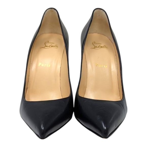Christian Louboutin Pigalle Follies 100 Black Leather Pump Stiletto Heel 39.5 - Picture 3 of 12